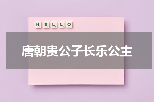 唐朝贵公子长乐公主