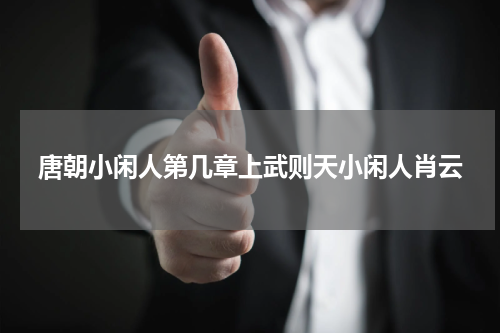 唐朝小闲人第几章上武则天小闲人肖云