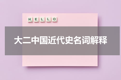 大二中国近代史名词解释