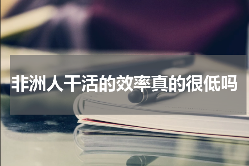 非洲人干活的效率真的很低吗
