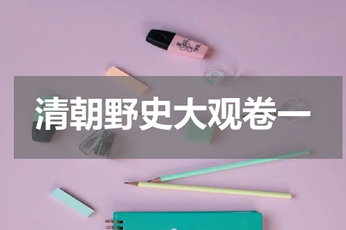 清朝野史大观卷一